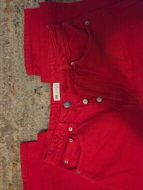 Zara High-Rise  Red Women's Jeans New Without Tag.